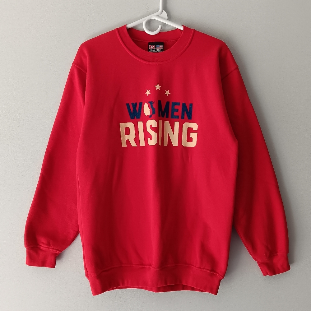 Bay Side Women Rising Crewneck Sweatshirt Red Blue White Medium Made in USA